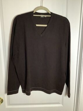 Hugo Boss virgin wool V-Neck Brown Sweater